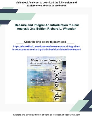 Measure and Integral An Introduction to Real Analysis 2nd Edition ...