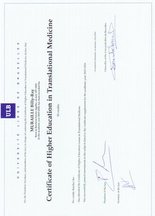ULB - Certificate of Higher Education in Translational Medicine