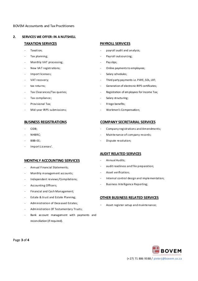 bookkeeping proposal letter
