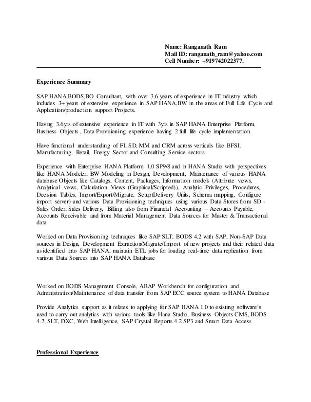 ssrs sample resume
