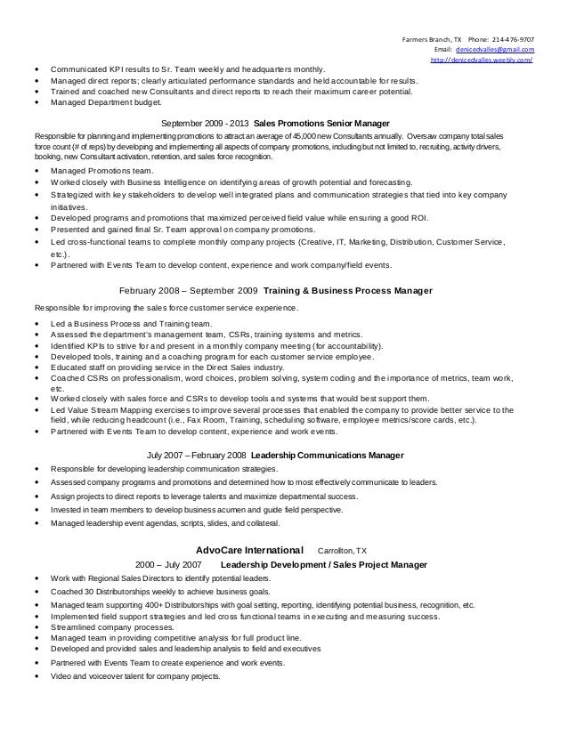 direct sales resumes