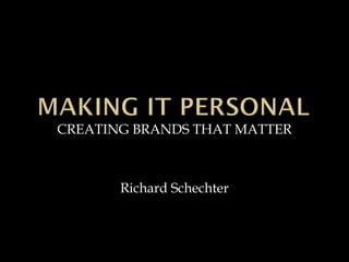CREATING BRANDS THAT MATTER
Richard Schechter
 