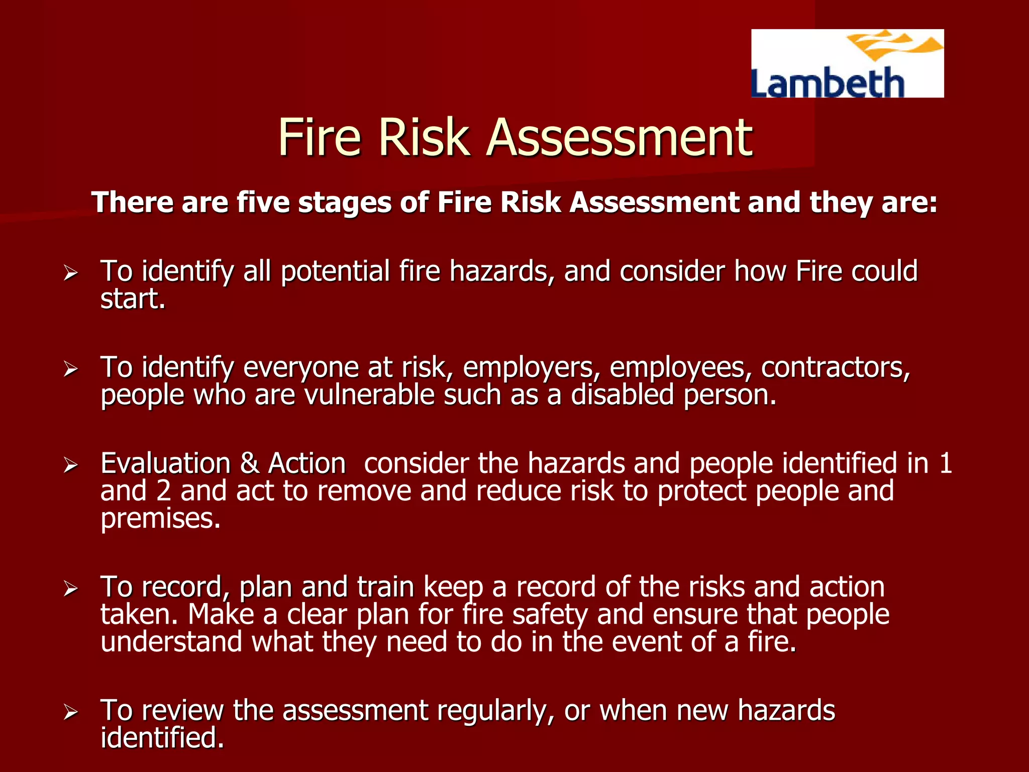 Fire Marshall Training for all Fire Marshalls in Lambeth Housing ...