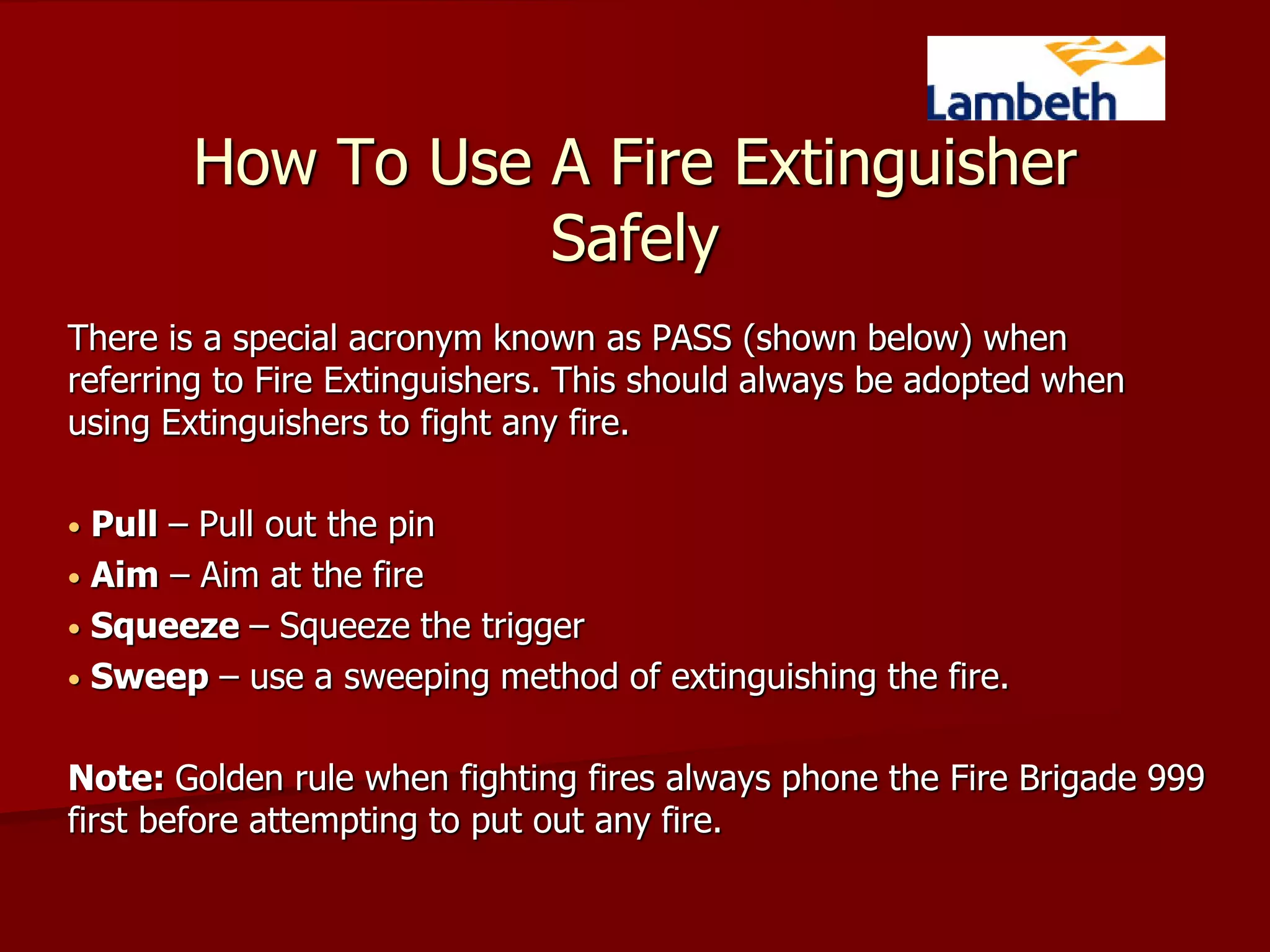 Fire Marshall Training for all Fire Marshalls in Lambeth Housing ...