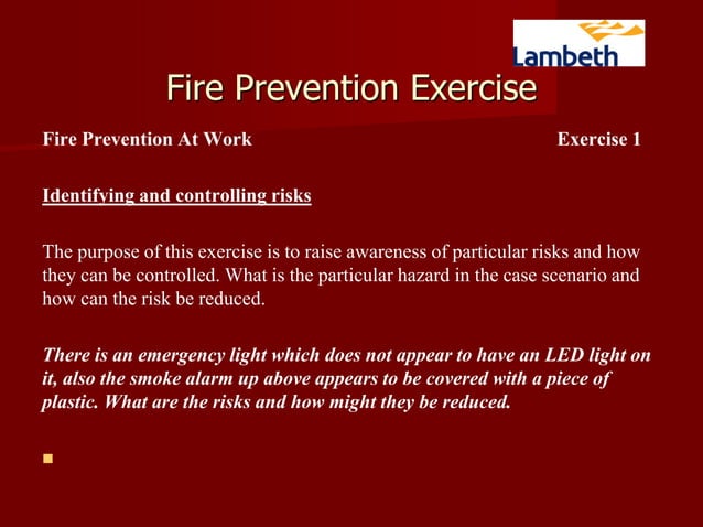 Fire Marshall Training for all Fire Marshalls in Lambeth Housing ...