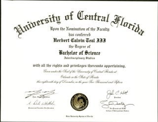 UCF Bachelors of Science Degree for H Teal