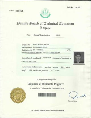 Diploma of associate engineering