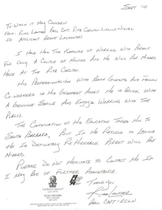 Russ Lawther Letter of Reccomendation