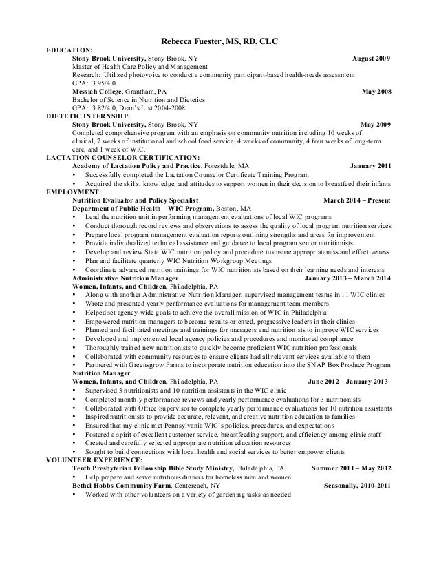nutritionist resumes