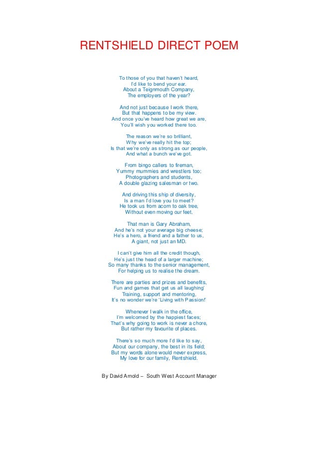 RENTSHIELD DIRECT POEM