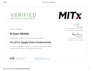 MITx CTL Supply Chain Fundamentals certificate | PDF