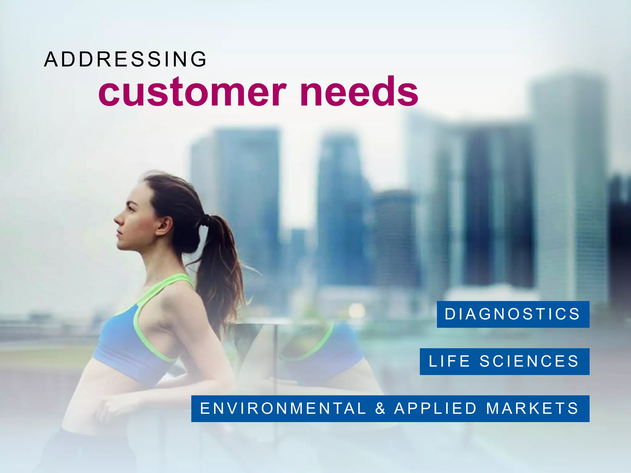 5
D I A G N O S T I C S
L I F E S C I E N C E S
E N V I R O N M E N TA L & A P P L I E D M A R K E T S
customer needs
ADDRESSING
 