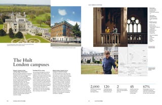 The Hult
London campuses
The Hult House West satellite campus in Central London.
Our Ashridge Estate campus offers executive quality educational
amenities and services in a historic setting.
Historic campus at the
cutting-edge of education
We are extremely pleased to introduce
Ashridge Estate as the latest campus
location for our Executive MBA
students. This former royal residence
is currently home to Ashridge Business
School, a global leader in executive
education with which Hult has
operationally merged. The campus
is located just outside London in
Hertfordshire on the grounds of a
historic stately home. Our students
experience a world-class education in
magnificent rural surroundings, while
enjoying executive-quality educational
amenities and services—as well as easy
access to Central London, Europe’s
economic capital.
Facilities fit for a king
Surrounding Ashridge are trails for
running, biking, horse riding, and
walking. There are two golf courses
nearby and a health club and on-site
fitness center with tennis courts,
a swimming pool, Jacuzzi, spa, and
sauna. Students appreciate staying
in one of the 190 en-suite bedrooms,
and enjoy being cooked for by the
resident chefs who source food from
local farms and high-quality suppliers.
In the evenings, students can
socialize in the recently renovated
pub, where our very own Ashridge
Ale is waiting to be sampled.
Attend select classes at our
campus in Central London
You also benefit from learning in the
very heart of London. Select classes
are held at our campus near the historic
Gray’s Inn Gardens, bordering the
academic heartland of Bloomsbury,
which has the highest concentration
of universities in London, as well as
Holborn, a global media, marketing,
and advertising hub. The financial
district is a short distance away. If you
head east, you hit Tech City, Europe’s
largest startup cluster centered
around Old Street. You’re also in
walking distance of Covent Garden’s
theaters, Oxford Street’s shopping,
and Soho’s nightlife.
2,000Hectares of parkland
surrounding
Ashridge House.
120Corporate guests
welcomed at Hult
London last year.
2Golf courses located
within the old estate’s
grounds.
45Fastest travel time
in minutes from
central London
to Ashridge.
67%Percentage of the U.K.’s
FTSE 100 companies
that have used Ashridge
to train their executives.
Hult London -
Ashridge Estate
Ashridge House
Berkhamsted
Hertfordshire HP4 1NS
U.K.
Hult London -
Hult House West
37-38 John Street
London, WC1N 2AT
U.K.
Monthly sessions
Friday to Monday
Student clubs
Finance Society
Global Society of Women
in Business
Energy Club
Consulting Club
Rowing Club
Tennis Club
Football Club
Top local companies
KPMG
J.P. Morgan
infosys
Deloitte
Bloomberg
L’Oréal	
50 51GLOBAL EXECUTIVE MBA HULT.EDU/EMBA
HULT CAMPUS LOCATIONS HULT CAMPUS LOCATIONS
Huangpu
London
Heathrow
M25
M25
A406
10 km
Ashridge Estate
campus location
Hult House West
satellite campus
location
Hyde Park
Regent’s Park
Gherkin
The Shard
Big Ben
Trafalgar Square
British Museum Barbican
London Eye
Covent Garden
Russell Square
1 km
 