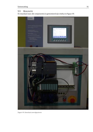 Samenvatting 41
5.5 REALISATIE
De stuurkast waar alle componenten in gemonteerd zijn vindt je in Figuur 49.
Figuur 49: Stuurkast zonvolgsysteem
 