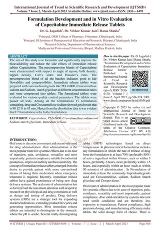 Formulation Development and in Vitro Evaluation of Capecitabine ...