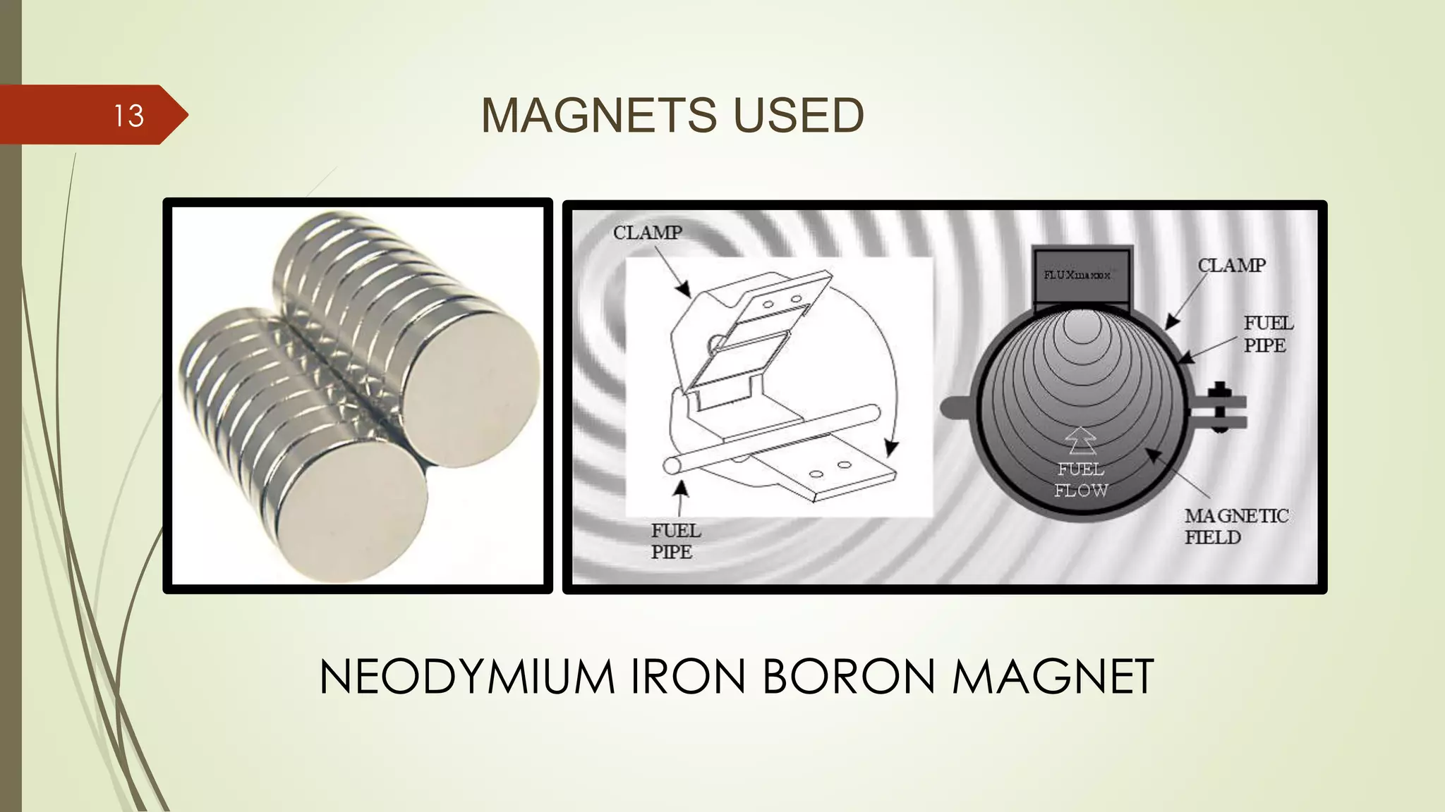 MAGNETS USED
NEODYMIUM IRON BORON MAGNET
13
 