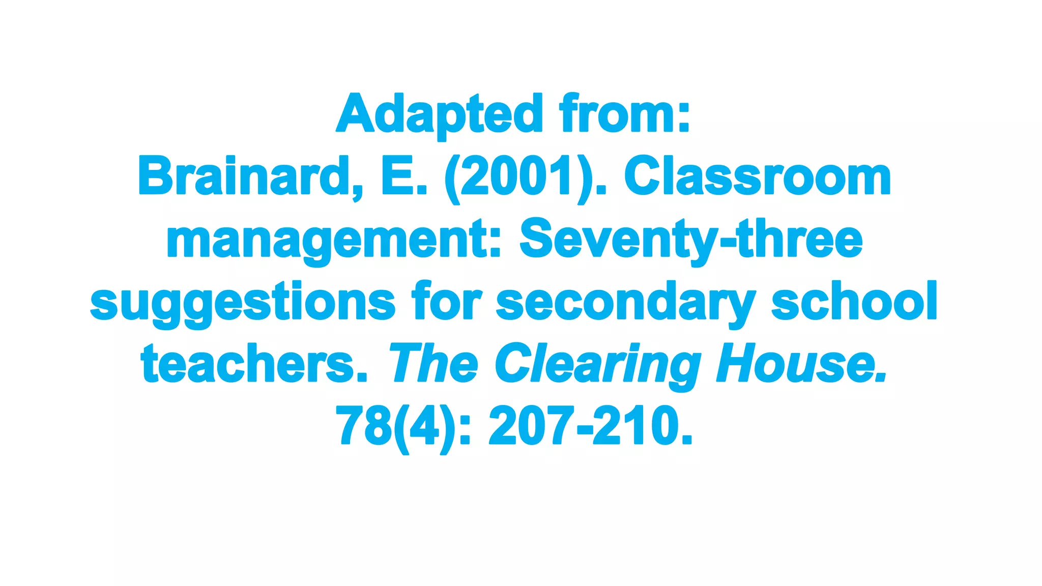 Seventy-three suggestions