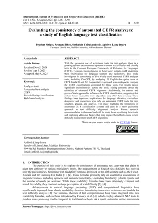 Evaluating the consistency of automated CEFR analyzers: a study of ...