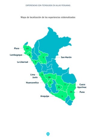 53
EXPERIENCIAS CON TECNOLOGÍA EN AULAS PERUANAS
Mapa de localización de las experiencias sistematizadas
 