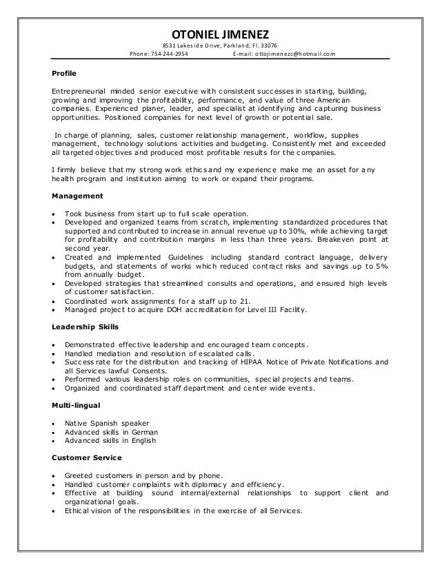 2016 executive resumes