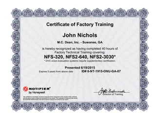 Notifier Factory Training