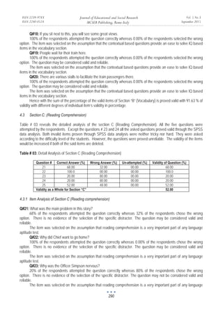 Pilot Study for Validity and Reliability of an Aptitude Test | PDF