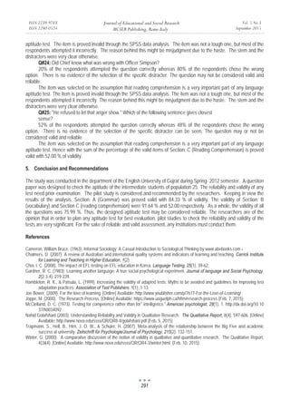 Pilot Study for Validity and Reliability of an Aptitude Test | PDF