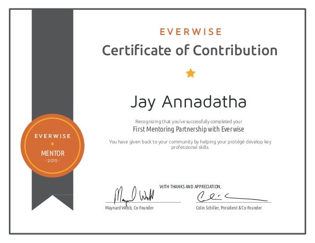 a certificate of thanks