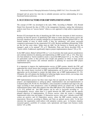 CRITICAL SUCCESS FACTORS FOR IMPLEMENTING AN ERP SYSTEM WITHIN ...