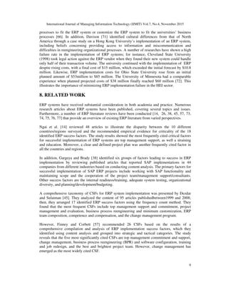 CRITICAL SUCCESS FACTORS FOR IMPLEMENTING AN ERP SYSTEM WITHIN ...