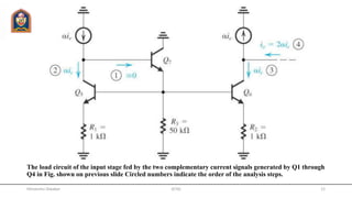 The load circuit of the input stage fed by the two complementary current signals generated by Q1 through
Q4 in Fig. shown on previous slide Circled numbers indicate the order of the analysis steps.
JETGI 12Himanshu Diwakar
 