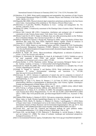 International Journal of Advances in Chemistry (IJAC) Vol. 7, No.1/2/3/4, November 2021
21
[43]Machiwa, P. K. (2003). Wate...