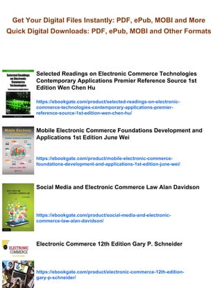 Electronic commerce framework technologies and applications 4th Edition ...