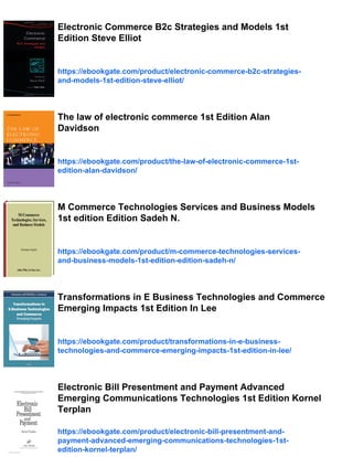 Electronic commerce framework technologies and applications 4th Edition ...