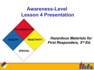 Awareness-Level
Lesson 4 Presentation
Hazardous Materials for
First Responders, 3rd Ed.
 