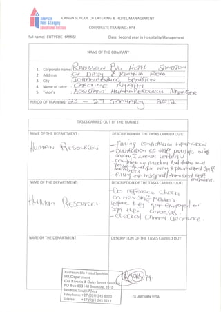 Reference Letter Radisson Blu Hotel Sandton