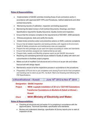 Civil QA&QC Inspector Updated Resume | PDF