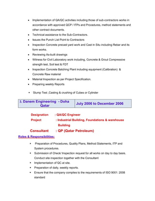 Civil QA&QC Inspector Updated Resume | PDF