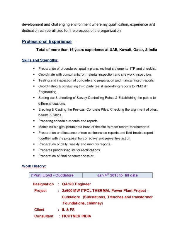 civil qa qc inspector updated resume civil qa qc engineer resume