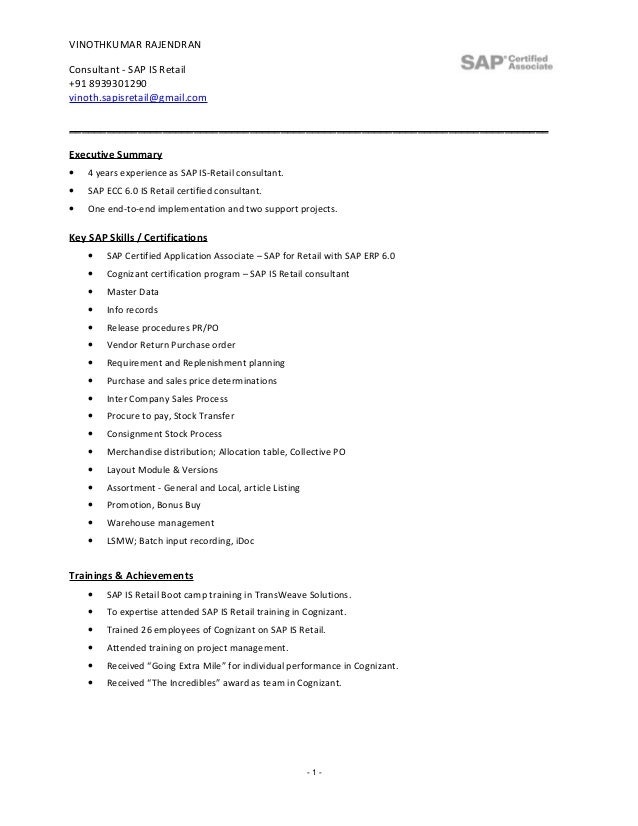 Vinoth R_Resume_SAP IS Retail