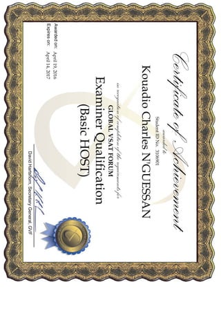 GVF Examiner Qualification Certificate