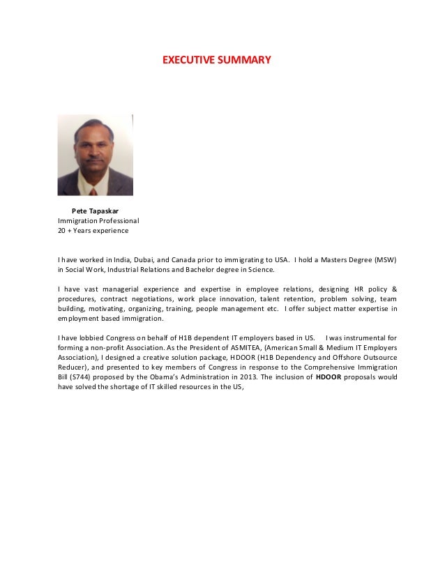 resume executive summary