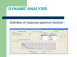 DYNAMIC ANALYSIS
Definition of response spectrum function :
 