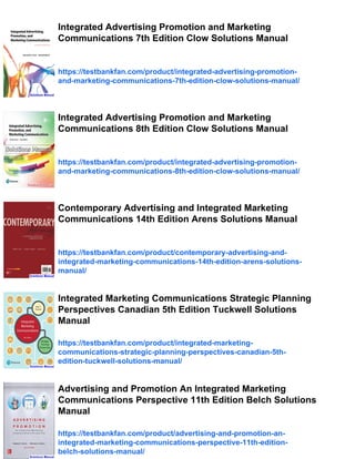 Integrated Marketing Communications 4th Edition Chitty Solutions Manual ...