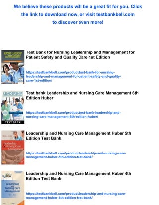 Test Bank for Leadership and Management for Nurses Core Competencies ...