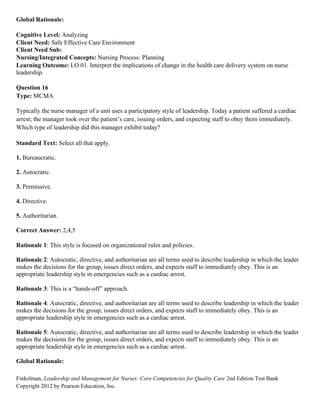 Test Bank for Leadership and Management for Nurses Core Competencies ...