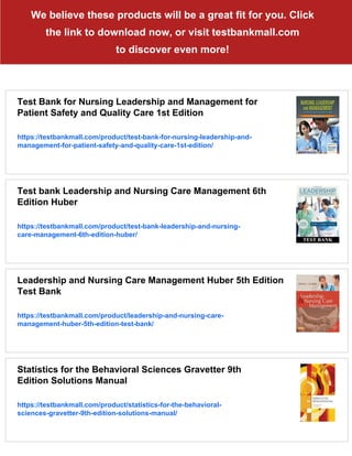 Test Bank for Leadership and Management for Nurses Core Competencies ...