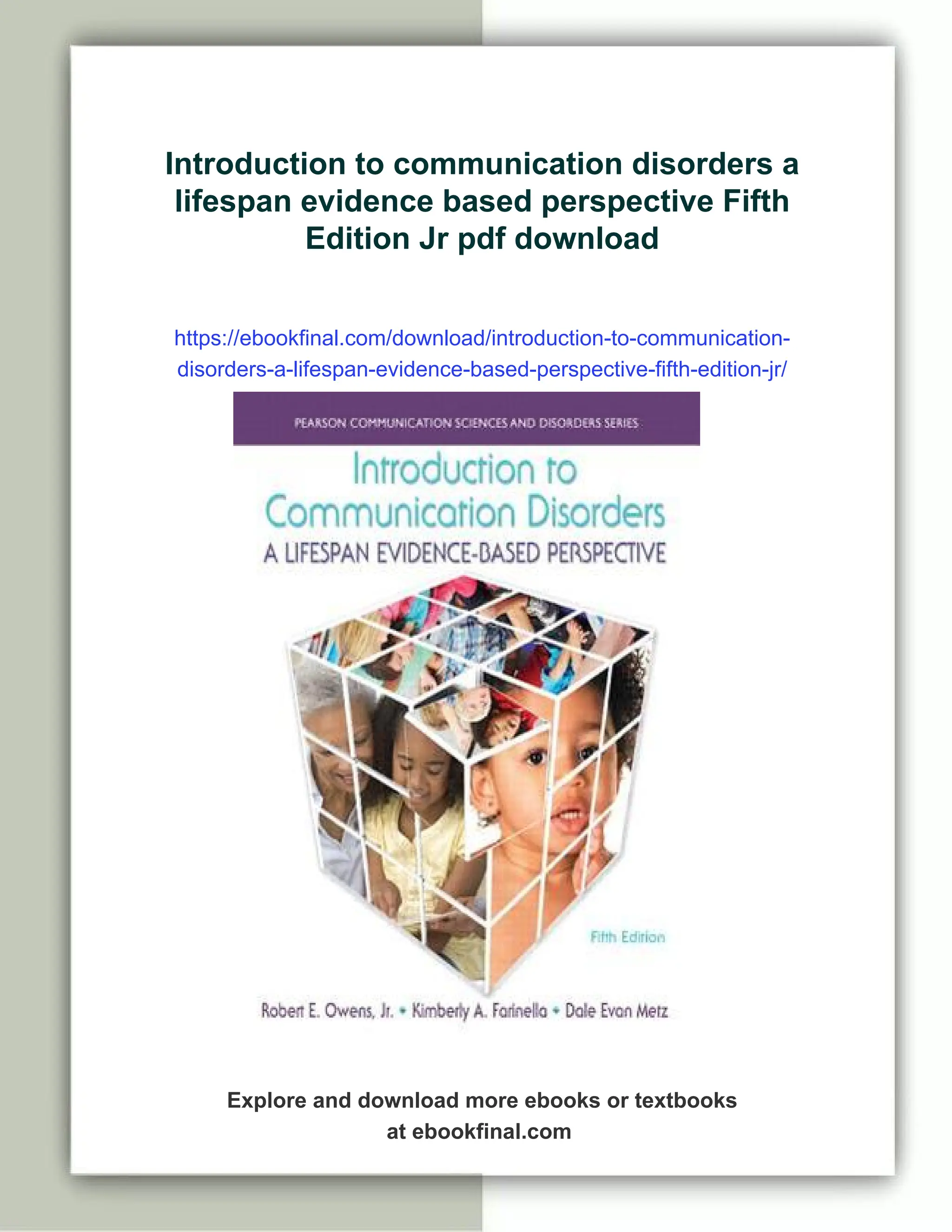 Introduction to communication disorders a lifespan evidence based ...