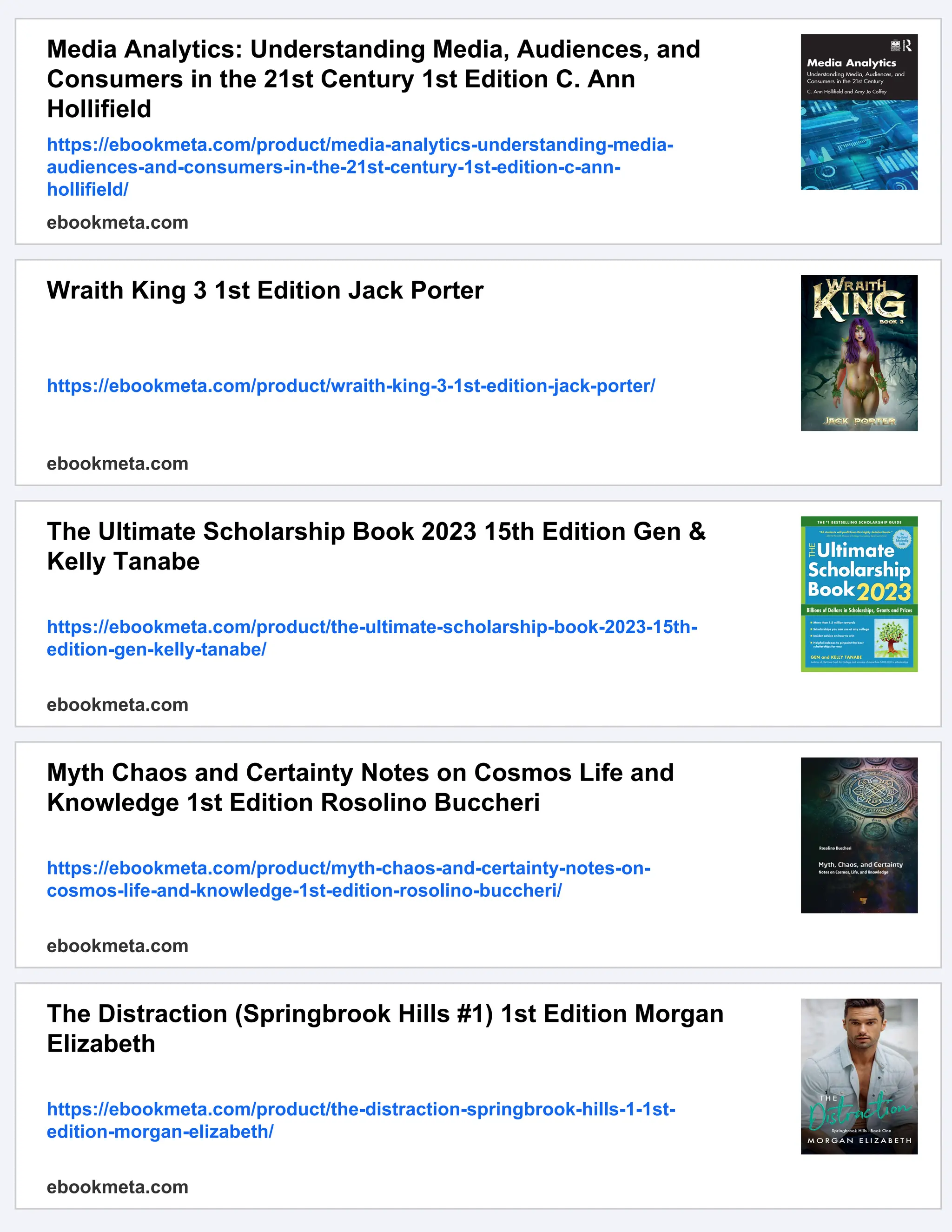 Media Analytics: Understanding Media, Audiences, and
Consumers in the 21st Century 1st Edition C. Ann
Hollifield
https://ebookmeta.com/product/media-analytics-understanding-media-
audiences-and-consumers-in-the-21st-century-1st-edition-c-ann-
hollifield/
ebookmeta.com
Wraith King 3 1st Edition Jack Porter
https://ebookmeta.com/product/wraith-king-3-1st-edition-jack-porter/
ebookmeta.com
The Ultimate Scholarship Book 2023 15th Edition Gen &
Kelly Tanabe
https://ebookmeta.com/product/the-ultimate-scholarship-book-2023-15th-
edition-gen-kelly-tanabe/
ebookmeta.com
Myth Chaos and Certainty Notes on Cosmos Life and
Knowledge 1st Edition Rosolino Buccheri
https://ebookmeta.com/product/myth-chaos-and-certainty-notes-on-
cosmos-life-and-knowledge-1st-edition-rosolino-buccheri/
ebookmeta.com
The Distraction (Springbrook Hills #1) 1st Edition Morgan
Elizabeth
https://ebookmeta.com/product/the-distraction-springbrook-hills-1-1st-
edition-morgan-elizabeth/
ebookmeta.com
 