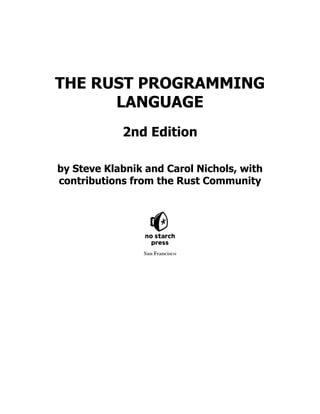 The Rust Programming Language Steve Klabnik | PDF